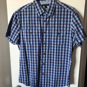 BANANA REPUBLIC Short Sleeve button down shirt Size L Blue Gray
